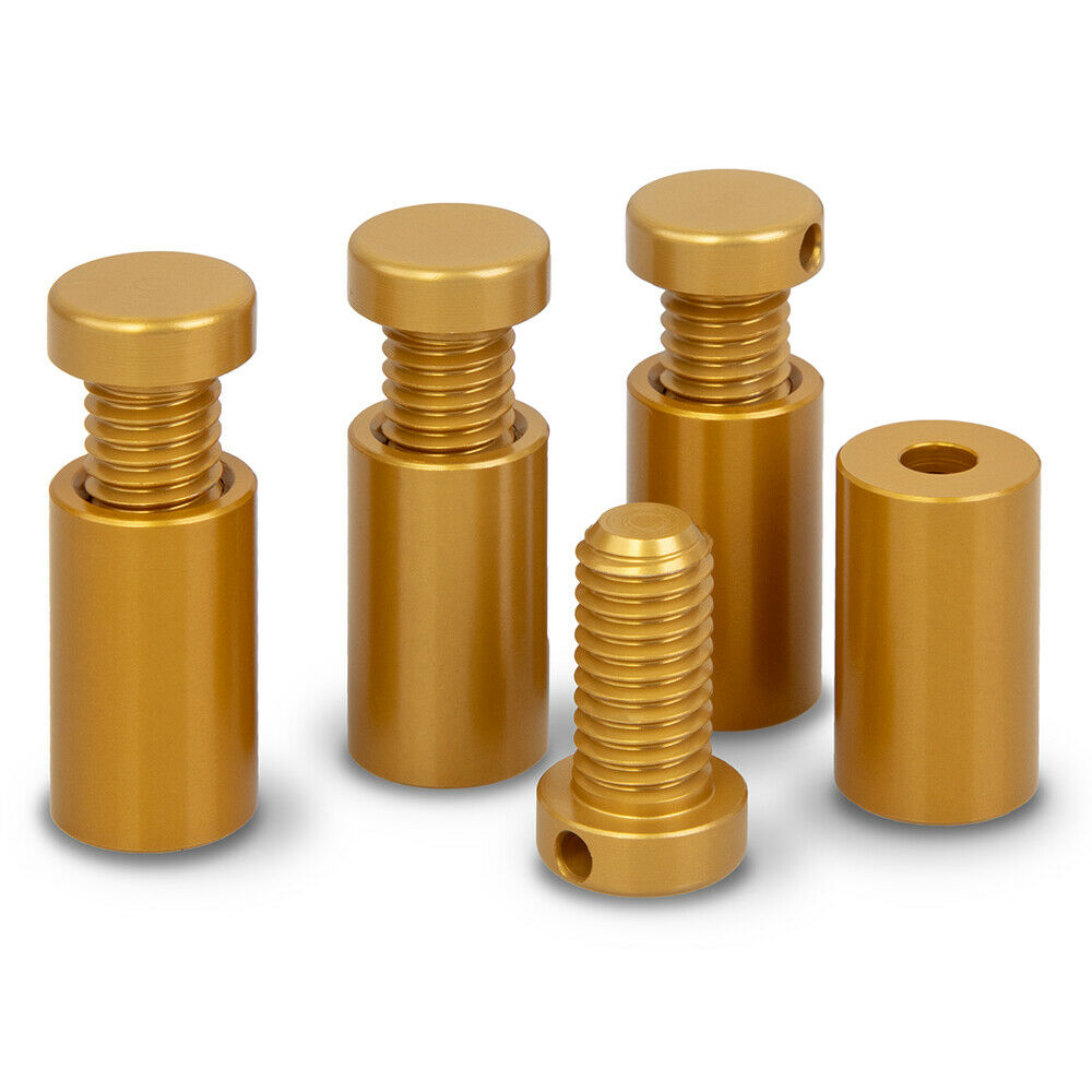 GOLD Aluminium Standoffs Sign Fixing 12mm dia L=20mm - Set of 4